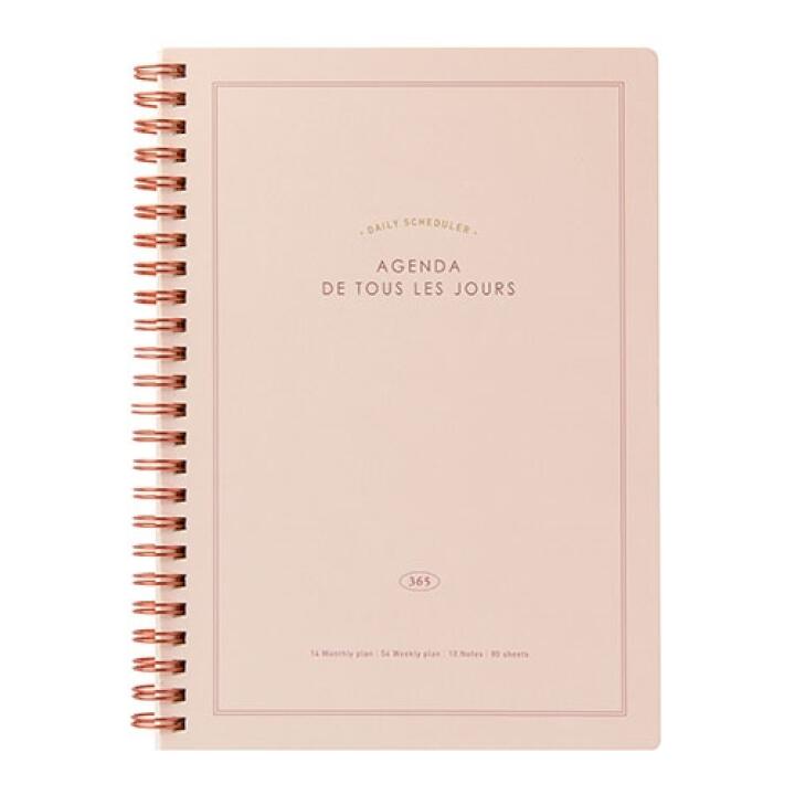 Sổ Ghi Chép ARTBOX Hàn Quốc Lập Kế Hoạch Hằng Năm Với Gáy Bìa Lò Xo Màu Hồng Pastel