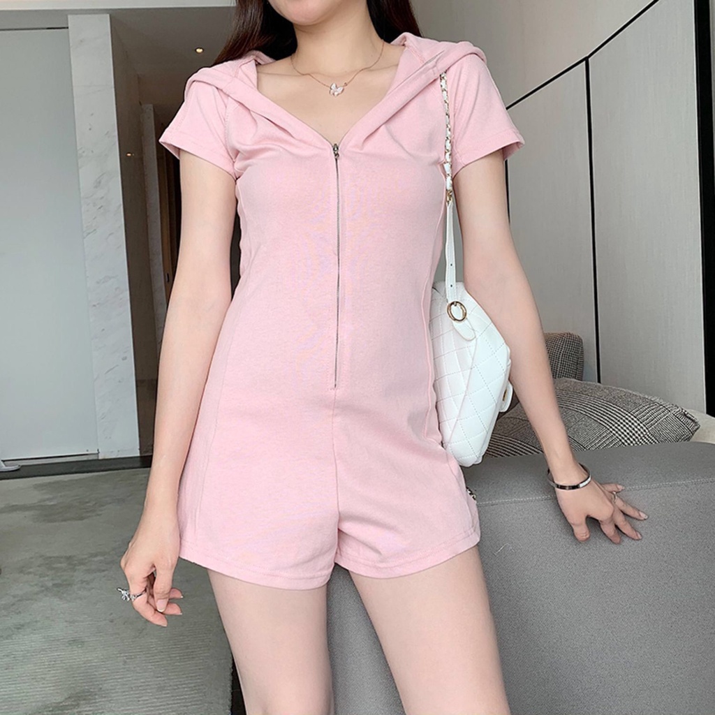 Jumpsuit Ngắn Có Nón Trùm Đầu Thời Trang Quyến Rũ Cho Nữ