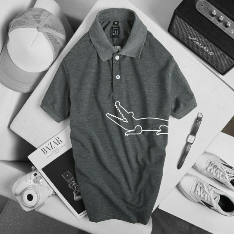 Áo thun polo nam big size 4XL ngắn tay có cổ in cá sấu