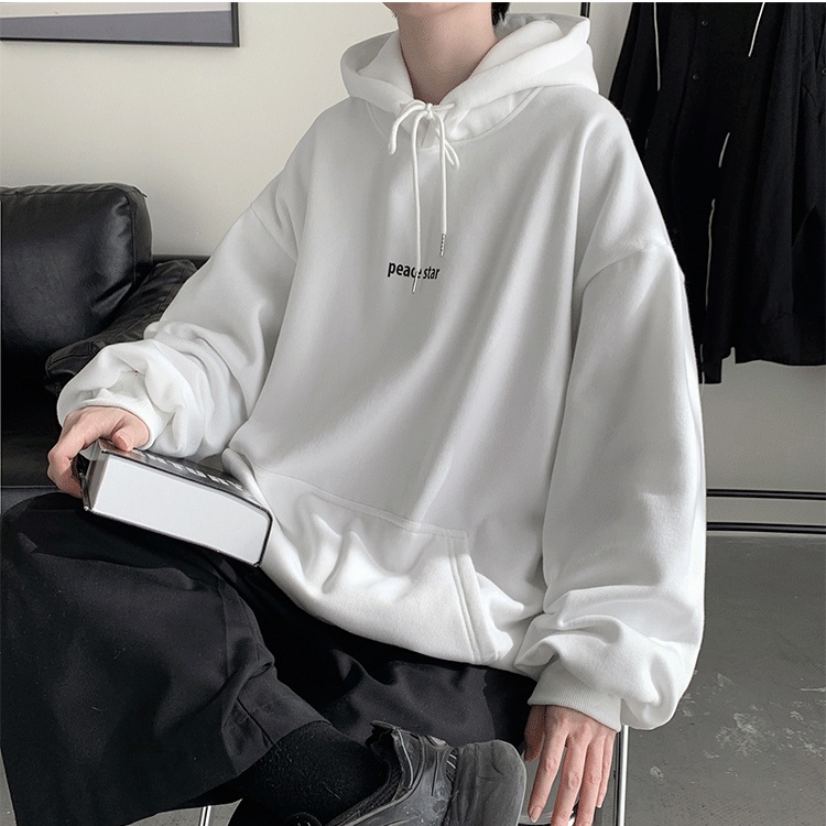 Áo Hoodie Dài Tay Dáng Rộng In Hình Giản Dị Thời Trang Dành Cho Nam