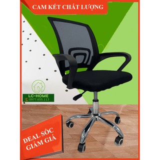 Ghế xoay LC-Home LCH1.1, ĐỆM NGỒI RỘNG, Ghế văn phòng sử dụng nhựa PP cứng, chân inox xoay 360 độ thoải mái làm việc