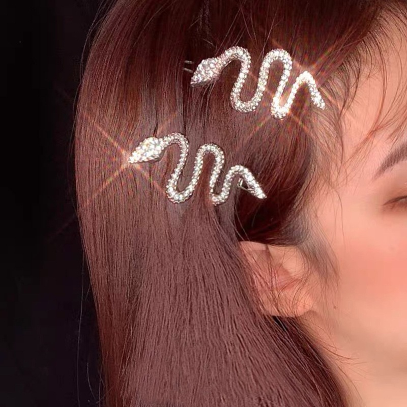 Kẹp Tóc Kim Loại Hình Rắn Đính Đá Pha Lê