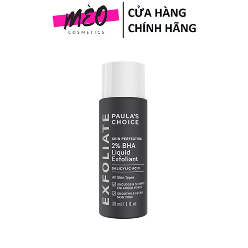 Dung dịch loại bỏ tế bào chết 2% BHA Paula's Choice Skin Perfecting Liquid Exfoliant 30ml - 118 ml