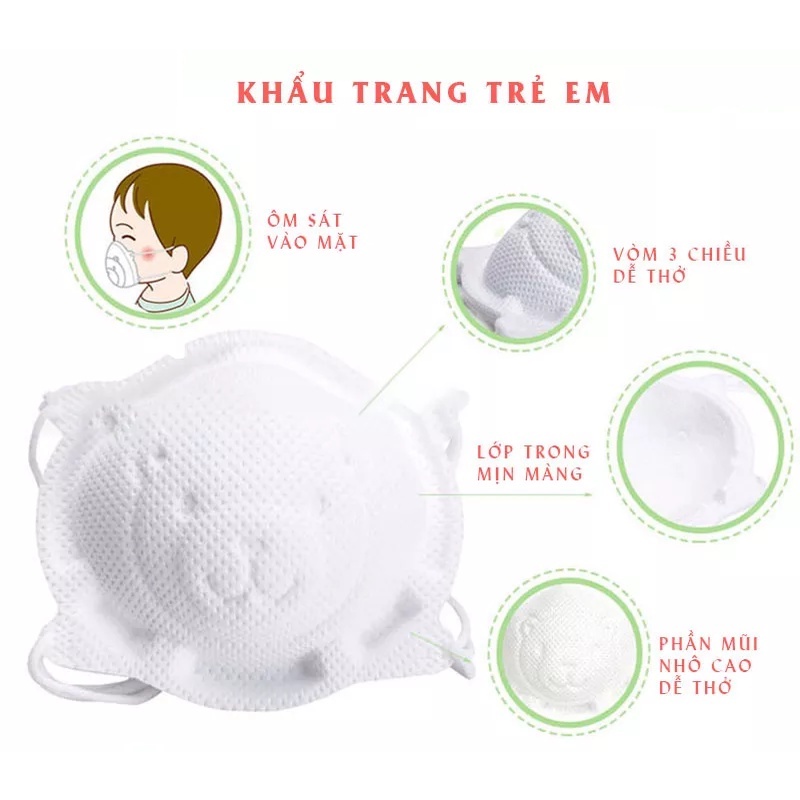 Khẩu Trang Cho Em Bé 3D MIO MASK (Set 3 Chiếc) Khẩu Trang Con Gấu Có Thể Dùng Cho Em Bé Sơ Sinh 1 Tuổi Đến 3 Tuổi