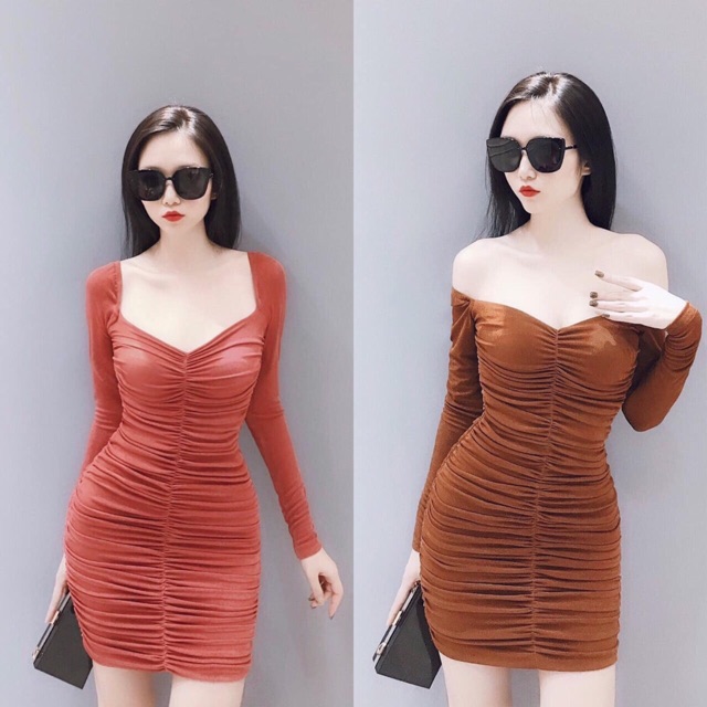 Váy trễ vai rúm 310k váy body sang chảnh  Annastore
