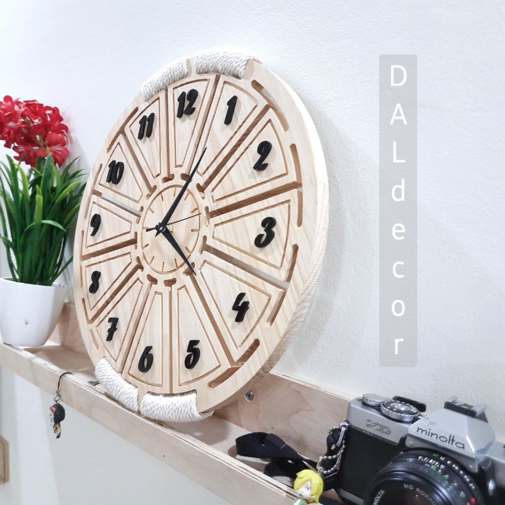 Đồng hồ treo tường vintage Macrame quấn dây