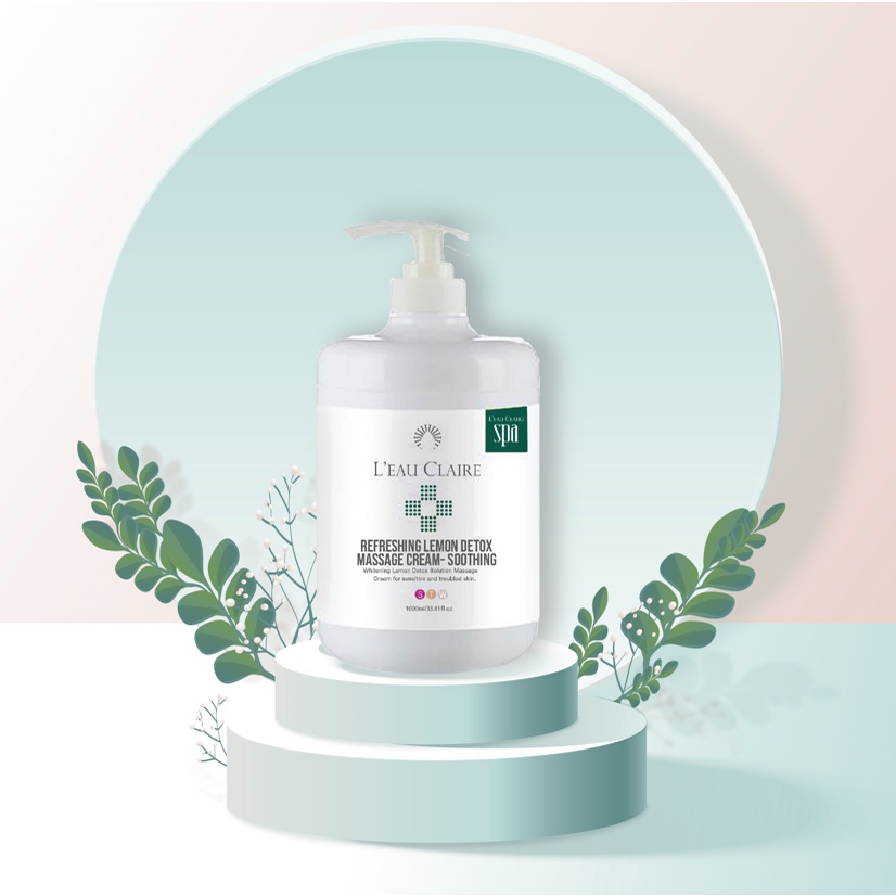 Kem massage lam dịu cân bằng da L'eau Claire Refreshing Lemon Detox Massage Cream-Soothing 1000ml