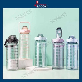 Bình Nước 2 lít Có Vạch Chia Nhắc nhở Uống Nước Dễ Thương [ TẶNG KÈM STICKER]