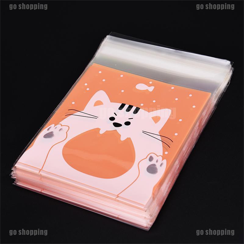 {go shopping}100PCS Cute Animals Candy Cake  Packaging Bags Self-adhesive Gifts Bags Party