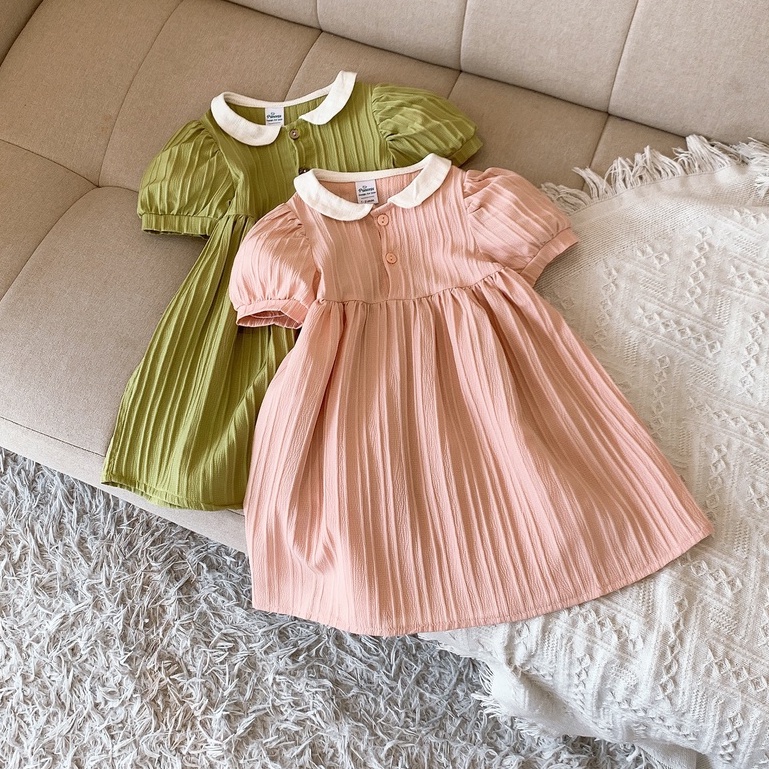 Váy bé gái Dewkids, Váy cổ sen gân chất xốp tiểu thư cho bé gái