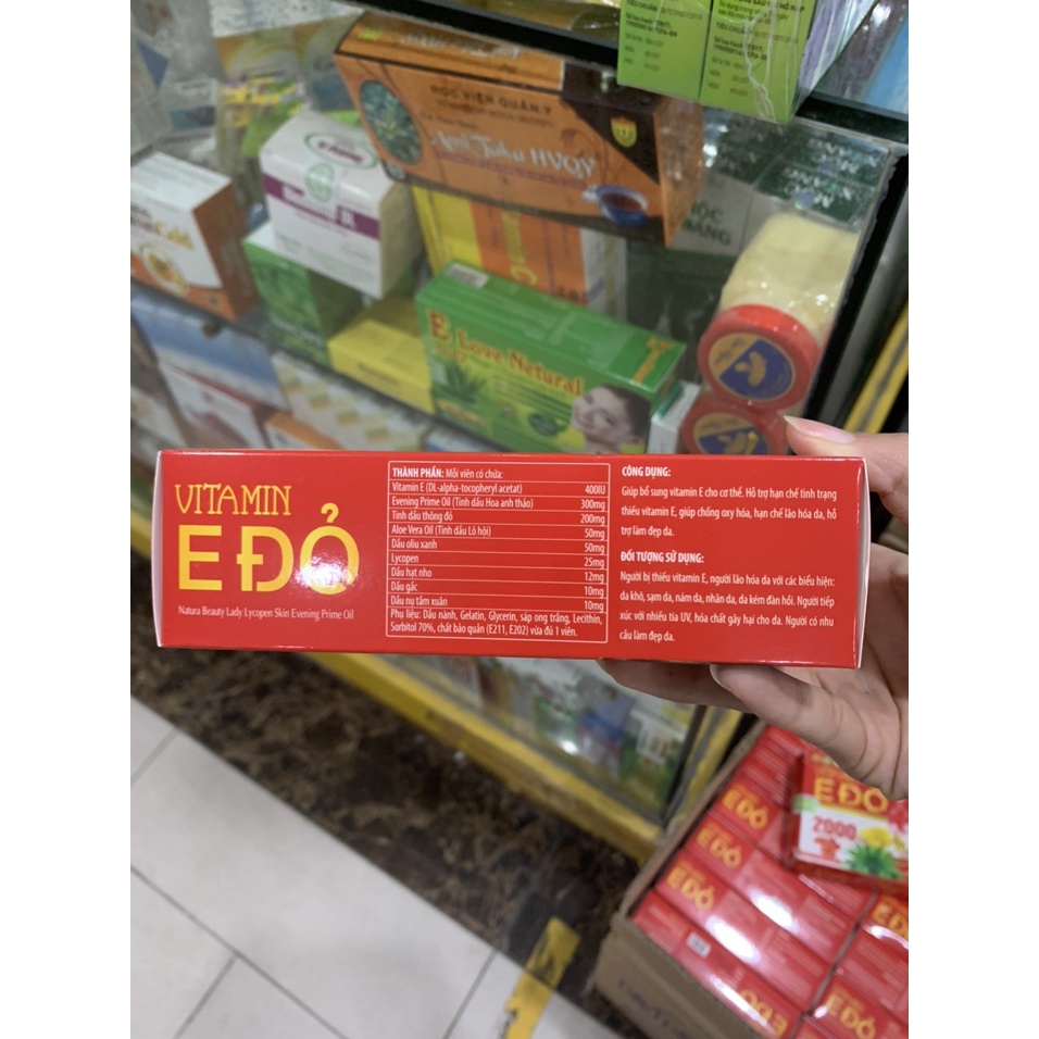 Viên uống trắng da mờ nám VITAMIN E ĐỎ - Tinh dầu thông đỏ ,hoa anh thảo