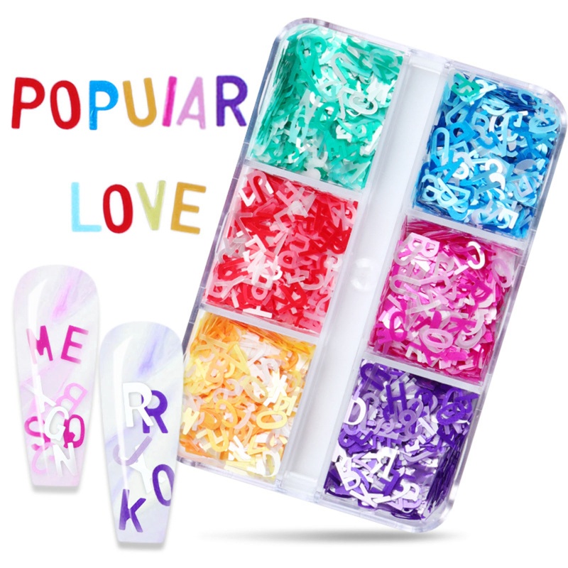 Hộp Sequin Hình Chữ Dùng Trang Trí Móng Tay Nghệ Thuật