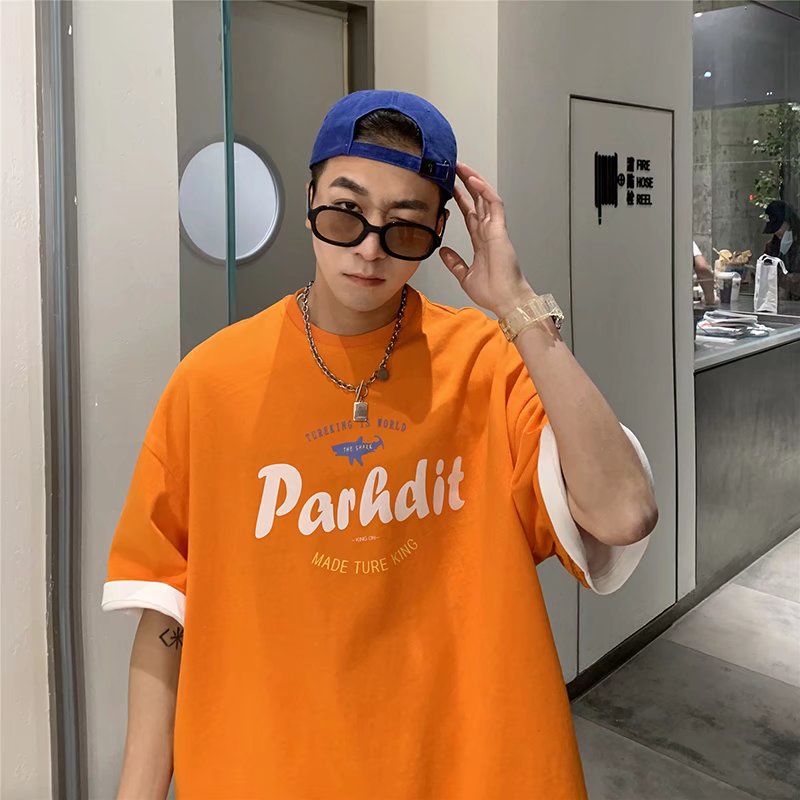 Áo Thun Nam Dáng Rộng In Chữ Phong Cách Hip Hop Hàn Quốc Thời Trang Mùa Hè Thoải Mái Cỡ Lớn M-8XL