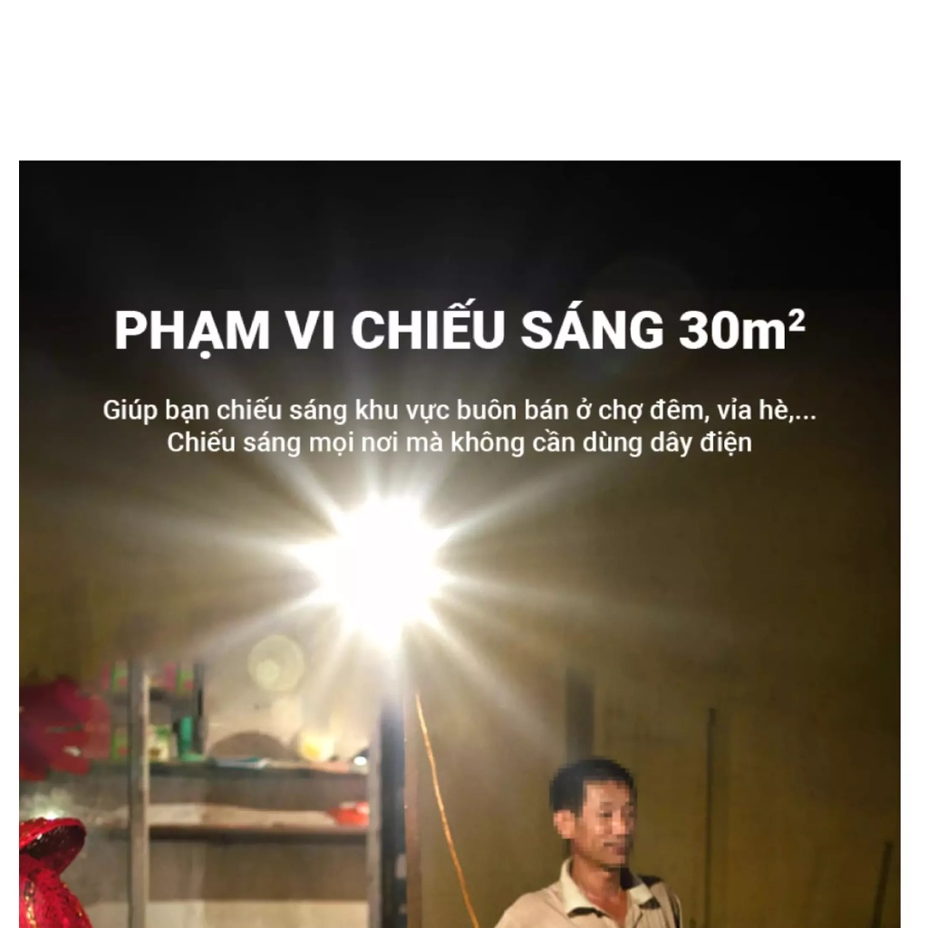 [SIÊU SÁNG LIÊN TỤC 6H-8H] Bóng Đèn Tích Điện LED 100 W CỰC SÁNG Có Sạc Ngoài 3 Chế Độ Sáng Thông Minh kèm móc treo cao