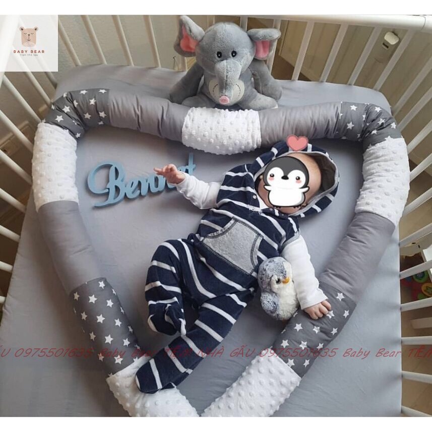 (DÀI 2.5M) Đệm Quây Cũi Kiêm Gối ôm, gối chặn Cho Bé Phong Cách Hàn Quốc cao cấp Mềm mịn