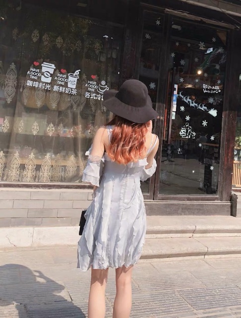 ORDER🖤Đầm Xoè gợn sóng bồng bềnh tiểu thư dạo phố xinh xắn-Đầm ulzzang trễ vai công chúa vintage retro quyến rũ | BigBuy360 - bigbuy360.vn