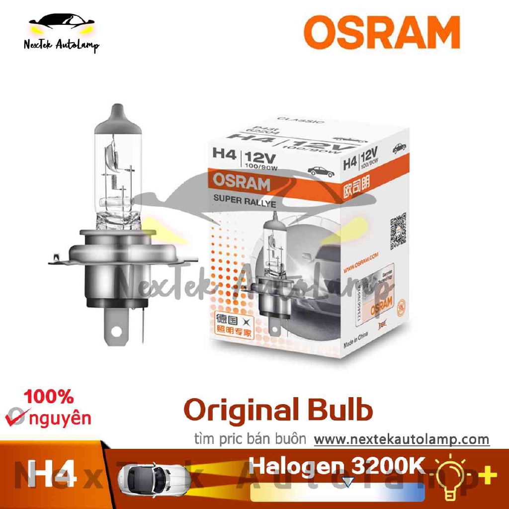 OSRAM H4 12V 100/90W 62204 P43t Super Rallye TẮT ROAD Đầu Xe ô Tô Đèn Tự động Halogen Bóng đèn 9003 3200K