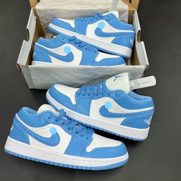 Giày thể thao Jd phối Xanh Dương Trắng thấp cổ Giày Sneaker Jordan 1 Xanh dương Bản Trung