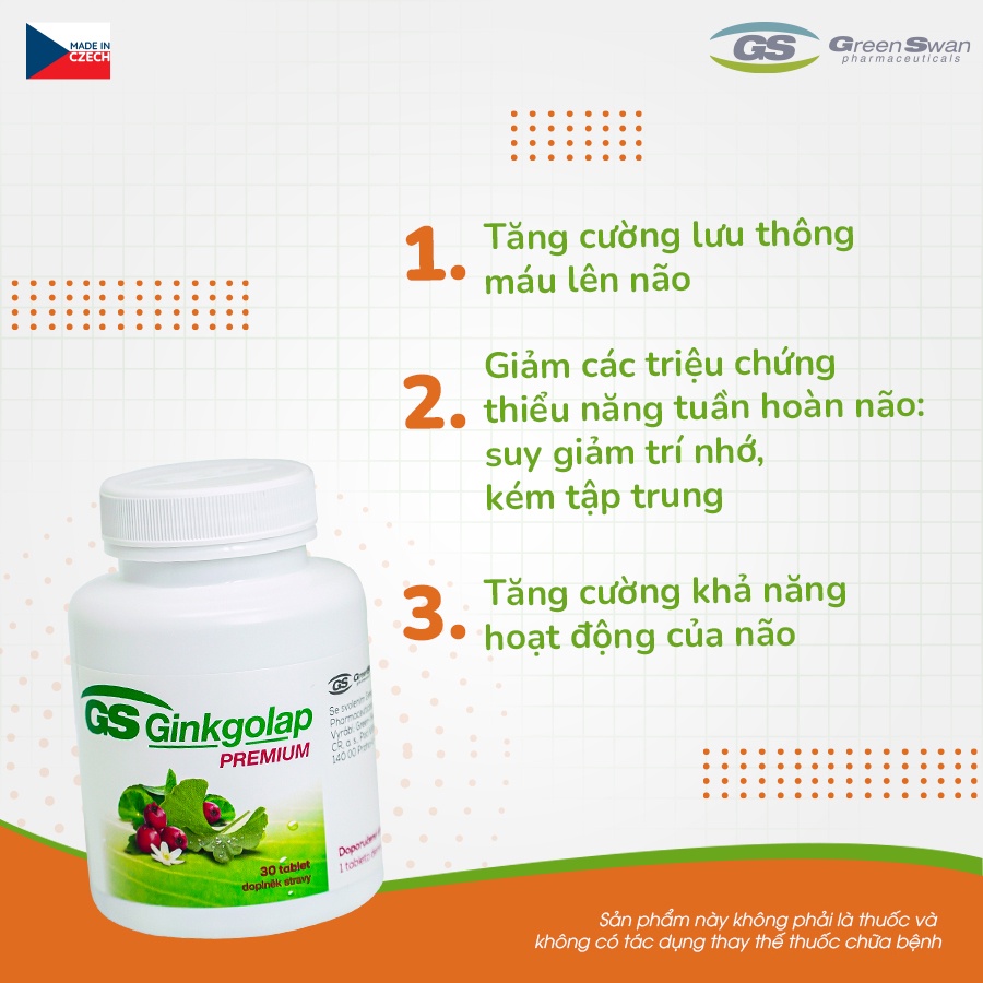 Giảm trí nhớ kém, tăng cường lưu thông lên não, tăng cường hoạt động não - GS Ginkgolap -