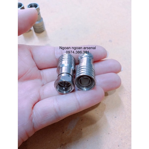 jack rắc F5 bóp RG11 có kim và không có kim. rắc bóp ngang truyền hình cáp