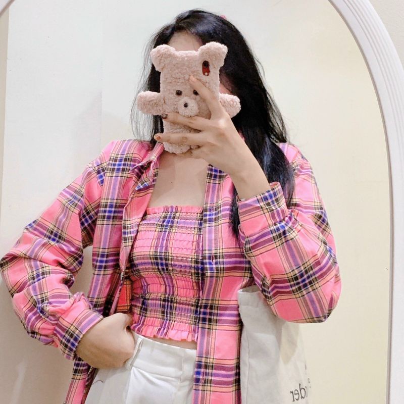 Áo sơ mi kẻ caro ulzzang đi học, đi chơi, áo khoác