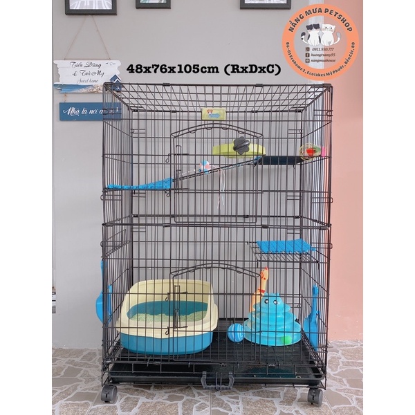 chuồng mèo lồng mèo 3 tầng PETLAND 76X48X104CM SIZE LỚN