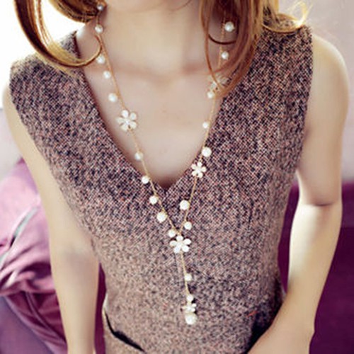 Dây chuyền dài chữ Y đính ngọc trai sang trọng