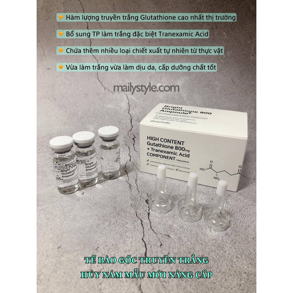 M71_Tế Bào Gốc Dưỡng Trắng Bright Glutathione 800 Ampoule Peacholic