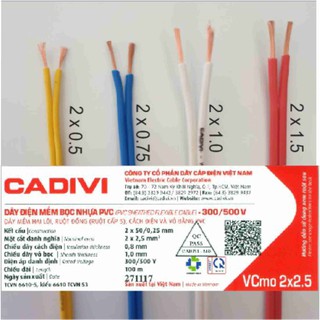 dây đôi mềm CADIVI 2x0.75 ( 100m )