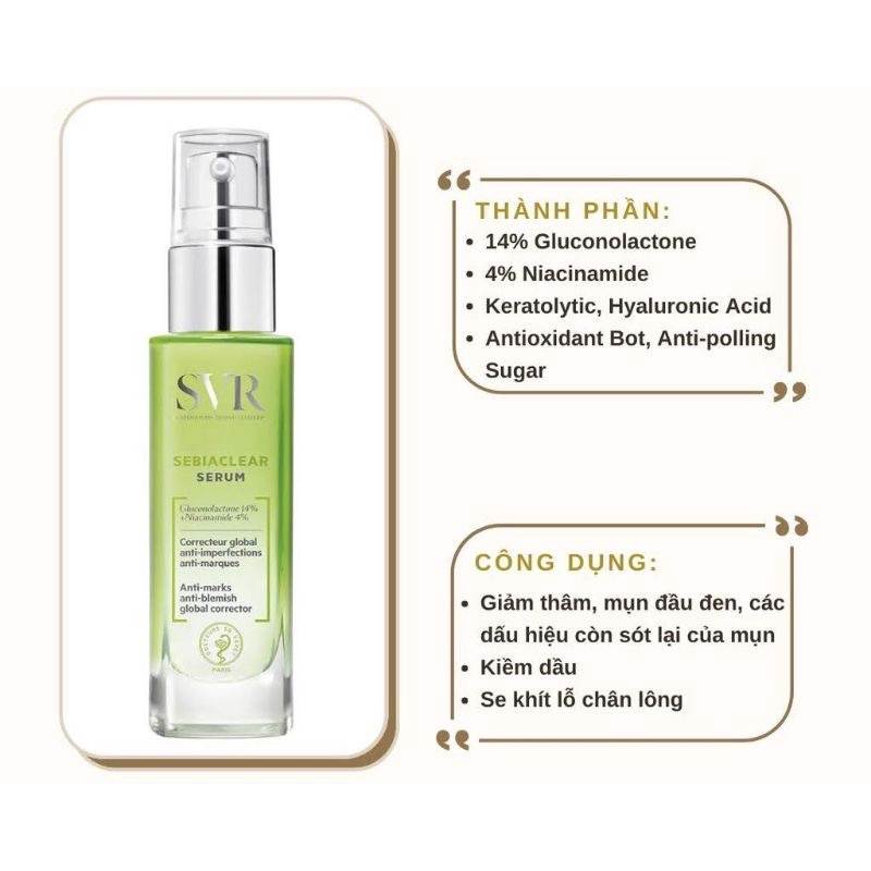 Tinh chất giảm mụn & mờ thâm nám SVR Sebiaclear serum 30ml