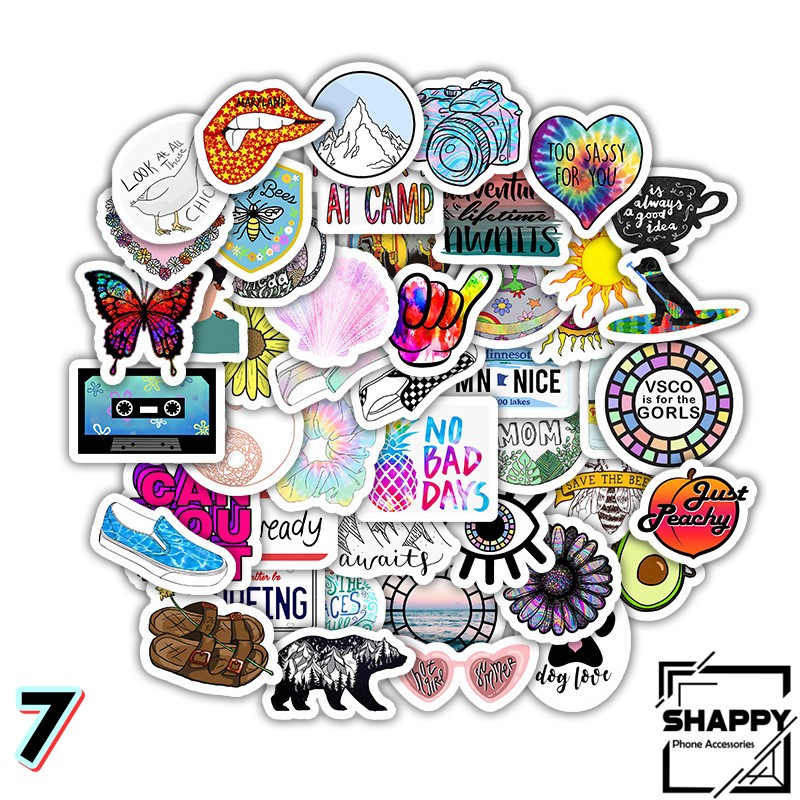 Sticker Dán VSCO Girl PVC Chống Thấm Nước | Dán Laptop - Dán Nón Bảo Hiểm - Dán Xe - Dán Vali [Shappy Shop]