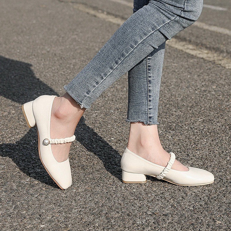 Giày Nữ Gót Thấp Búp Bê VINTAGE MARY JANE, Style Tiểu Thư Quai Ngang, Đế cao 3Cm, Hot Trend