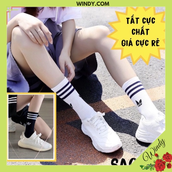 Tất, Vớ cổ cao thể thao hai màu trắng, đen phong cách hàn quốc