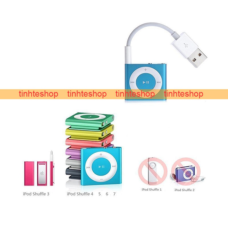 Cáp USB sang cổng 3.5mm sạc và truyền dữ liệu cho iPod Shuffle thế hệ 3 4 5 6 7 Gen MP3 11Cm (màu trắng)