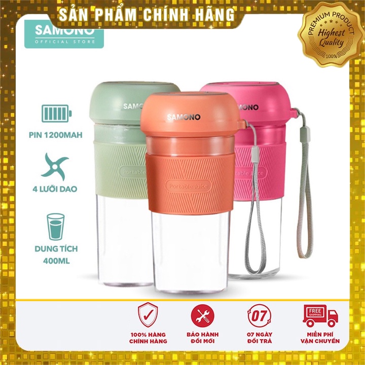 Máy xay sinh tố cầm tay SAMONO SW-Y8 dung tích 400ml thiết kế nhỏ gọn màu sắc trẻ trung - Bảo hành 12 tháng
