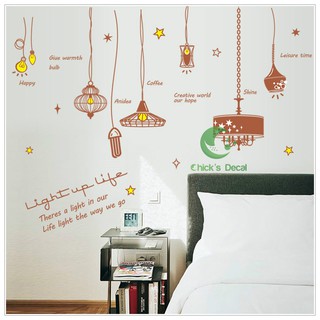 Decal dán tường dây đèn thả