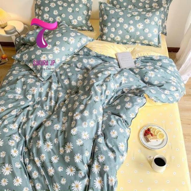 HÀNG MỚI- Set 4 món chăn ga gối cotton poly Vintage cao cấp Hàn Quốc-Chăn Ga Gối Poly