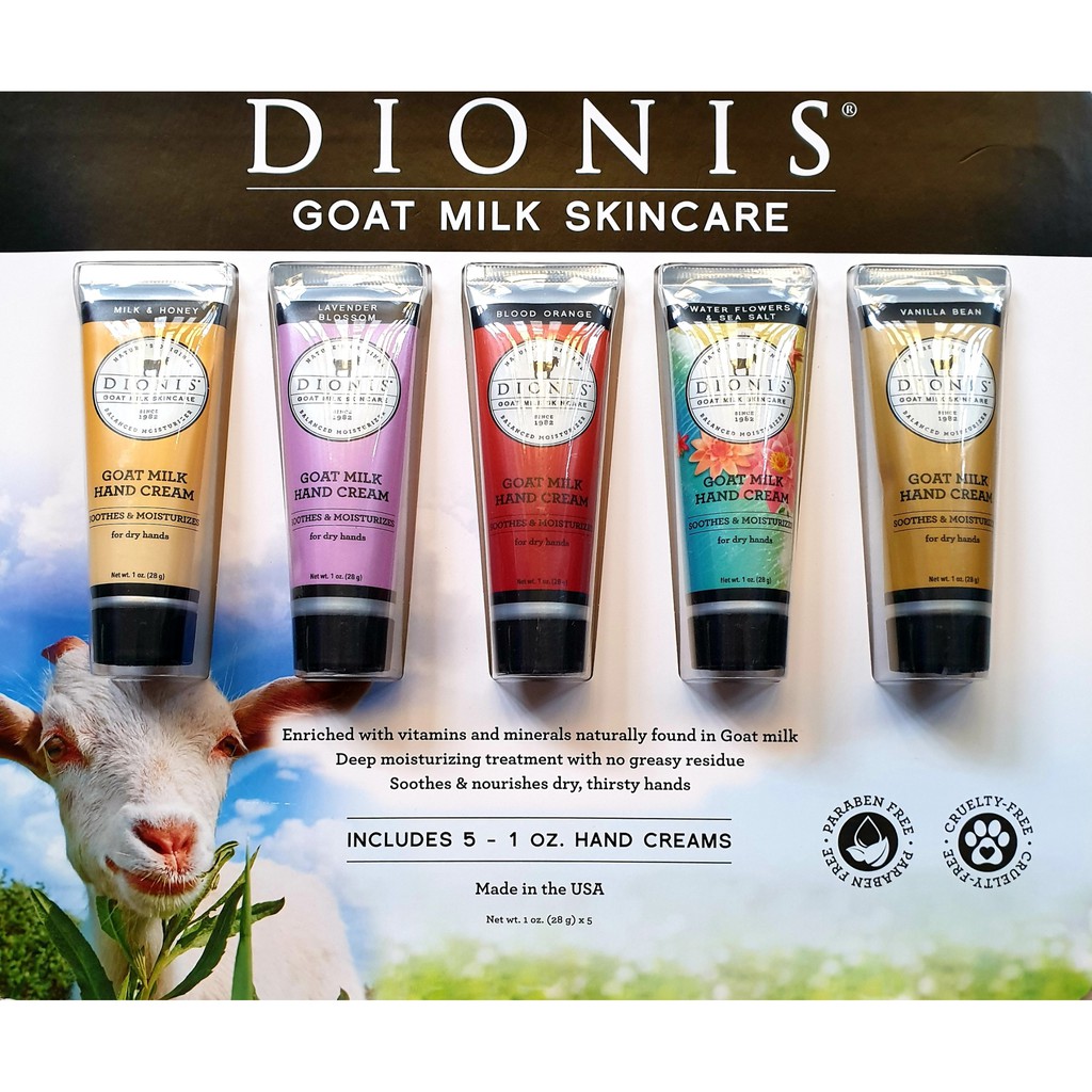 [Mẫu mới hàng Mỹ] Bộ 5 tuýp kem dưỡng da tay Dionis Goat Milk