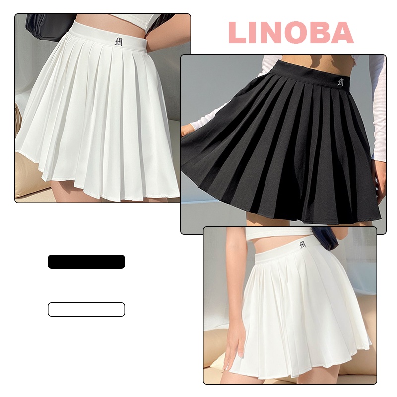 Chân váy tennis xếp ly ngắn trắng bigsize họa tiết thêu cạp có quần trong LINOBA CV03 | BigBuy360 - bigbuy360.vn