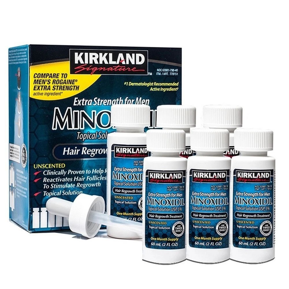 Thuốc Minoxidil 5% Dạng Lỏng Mọc Râu Tóc Kirkland Mỹ (1 Hộp 6 lọ)