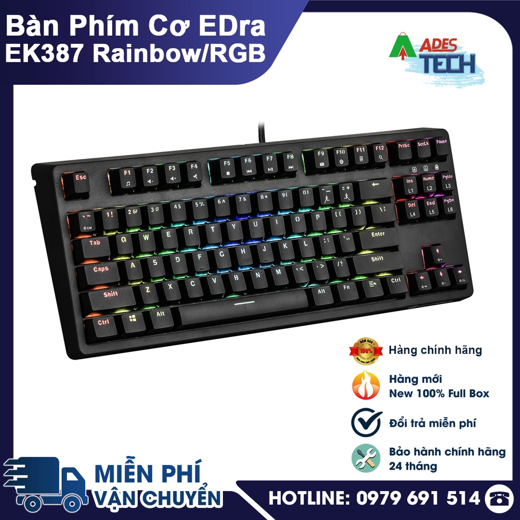 Bàn Phím Cơ EDRA EK387 V2 / Rainbow | Bàn Phím Cơ USB Huano Switch