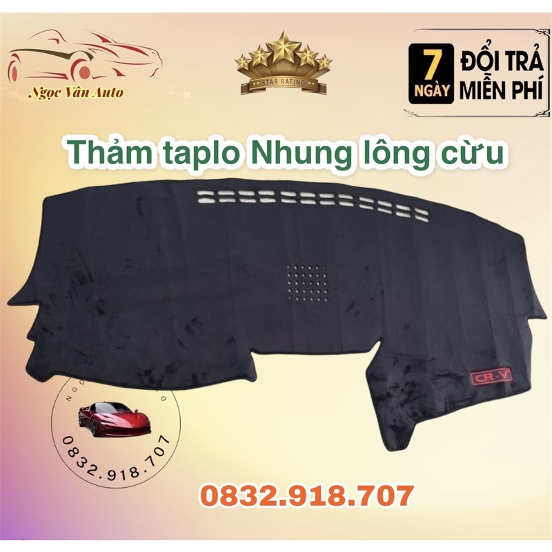 Thảm Taplo Nhung Honda CRV 2018 - 2021, nhung lông cừu 3 lớp có chống trượt