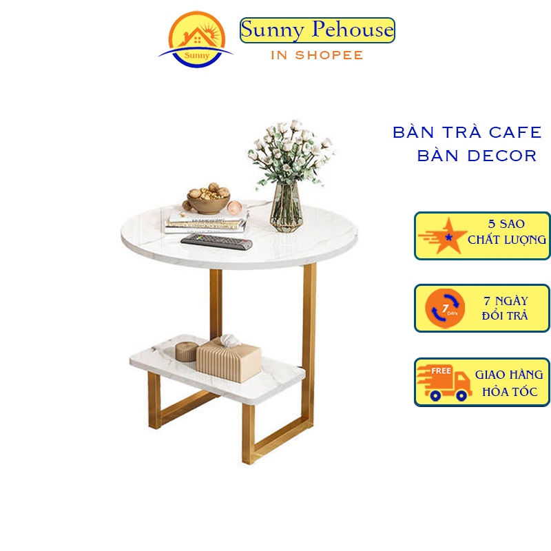 Bàn trà Sofa 2 tầng ⚡ 𝗙𝗥𝗘𝗘 𝗦𝗛𝗜𝗣 ⚡ Bàn tròn uống trà Kệ trà, sách phòng khách nội thất