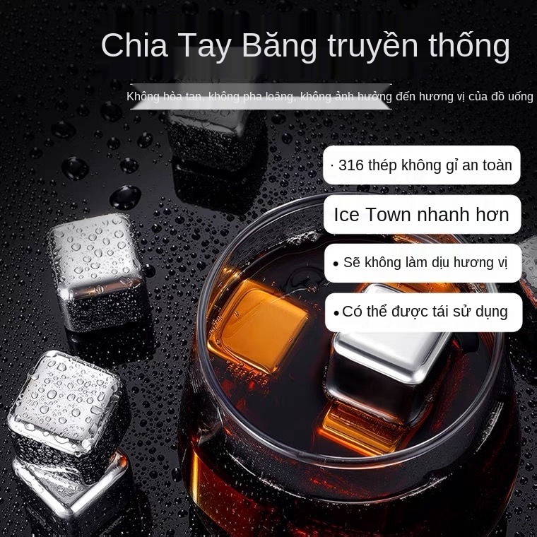 Thép Không Gỉ 316 Đá Lập Phương Tuần Hoàn Kim Loại Gia Dụng Nhanh Đông Lạnh Rượu Whisky Bia Tạo Tác