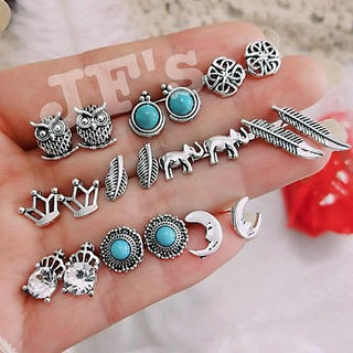 Bộ hoa tau nữ 10in1, bông tai nữ phong cách châu âu sang trọng