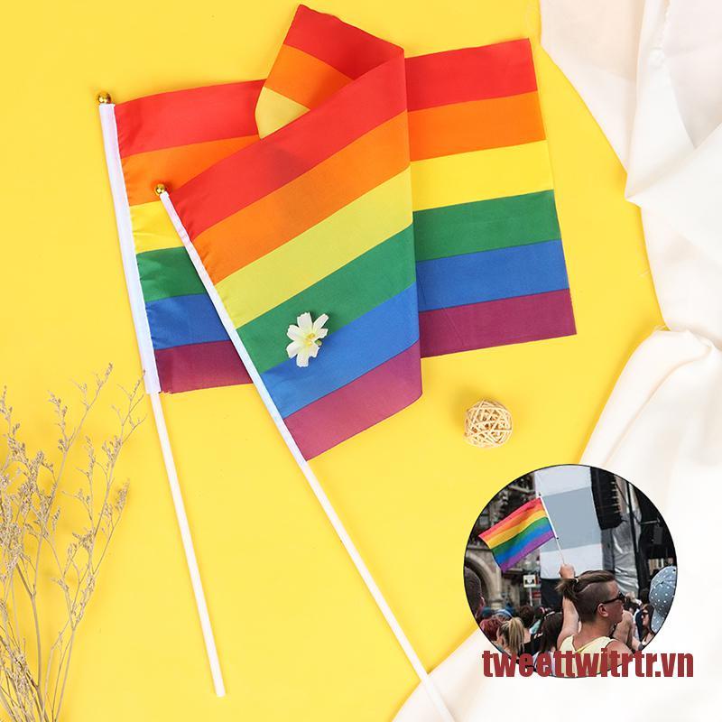 TRTR 10Pcs Rainbow Hand Flag Car Flag Colorful Flag Cheerleading Competition Products
