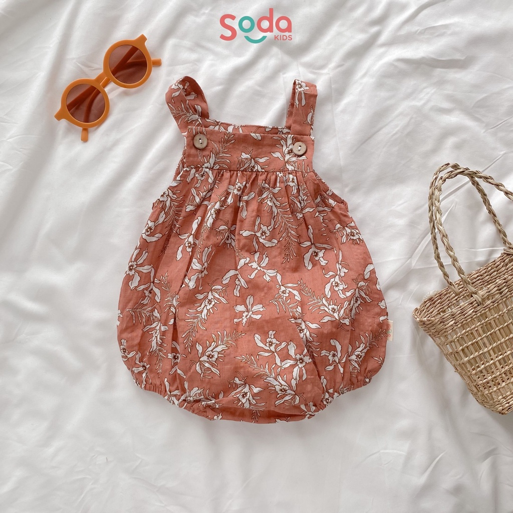 Yếm bé gái SODA KIDS thiết kế cài cúc gỗ, chất liệu xô Hàn vintage mềm và mát