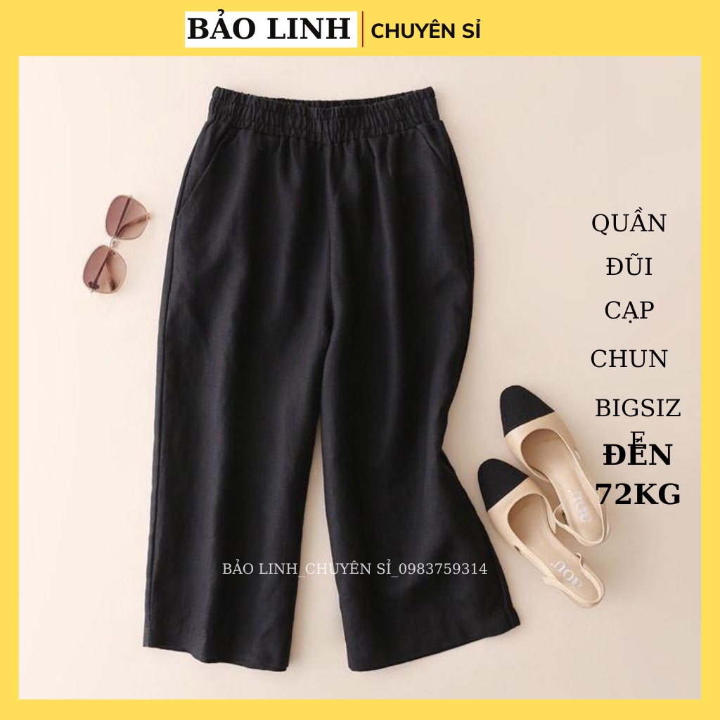 Quần Đũi Ống Rộng Bigsize Dáng Suông Lỡ Cạp Chun Bảo Linh