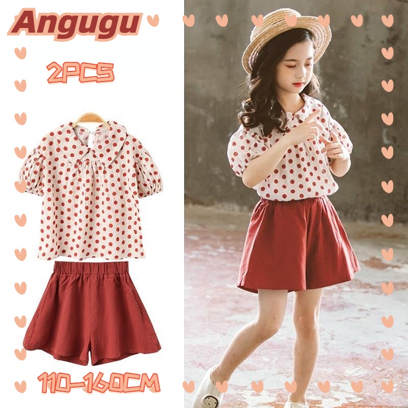 Set Đồ Mùa Hè Gồm 2 Món Gồm Áo Cotton Chấm Bi Tay Ngắn + Quần Short Cho Bé Gái Từ 3 Đến 4 Đến 5-6 Đến 7 Đến 8 Đến 9-10 - 11-12 Tuổi