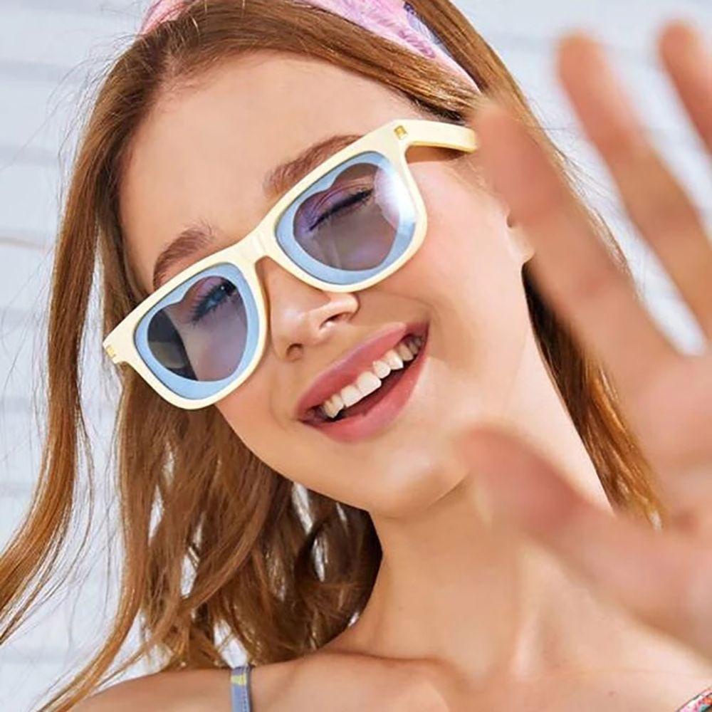 Kính Mát Gọng Vuông Chống Bức Xạ UV400 Hình Trái Tim Phong Cách Hàn Quốc Cho Nữ